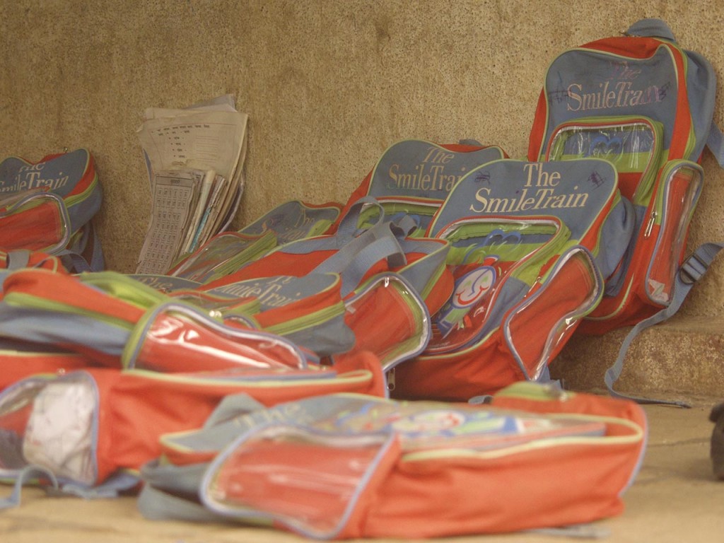 School bags. Note the reference to the 'LifeLine Express'.