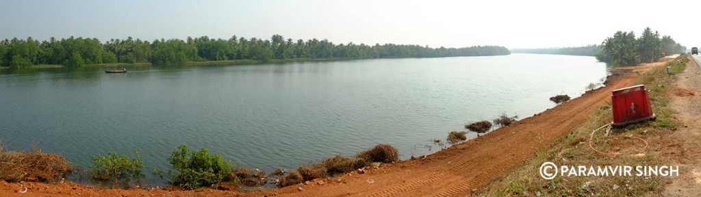 On one side of the road there is the sea and on the other are these backwaters.