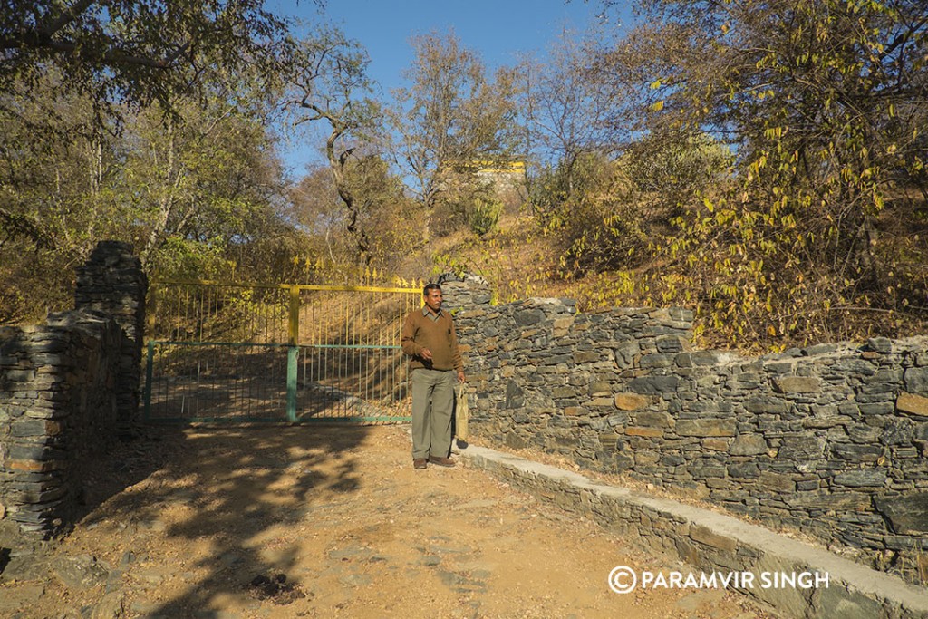 Gopal Ji outside the door of the sanctuary.