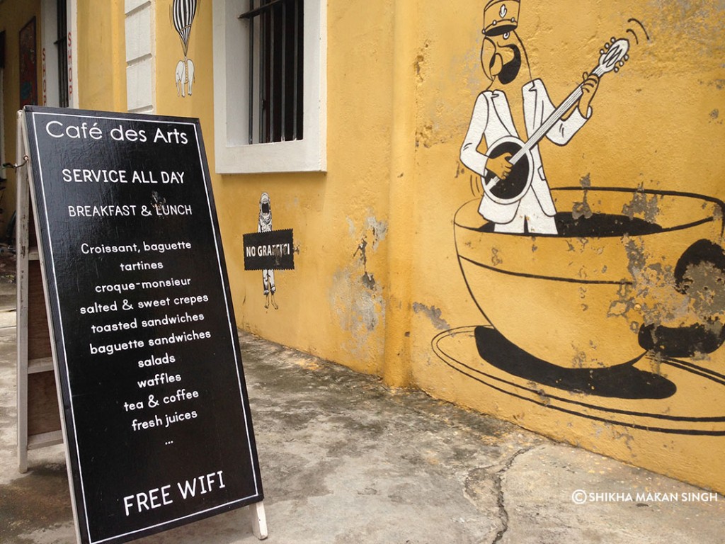 The menu at Cafe Des Arts