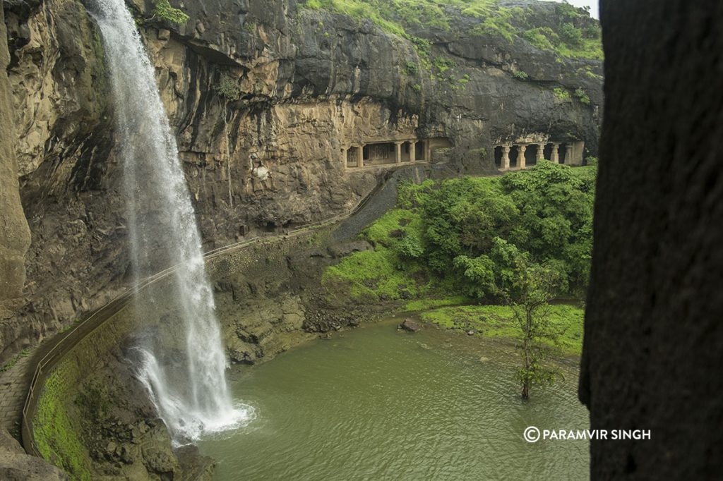 Waterfall Inside Ellora Caves, India