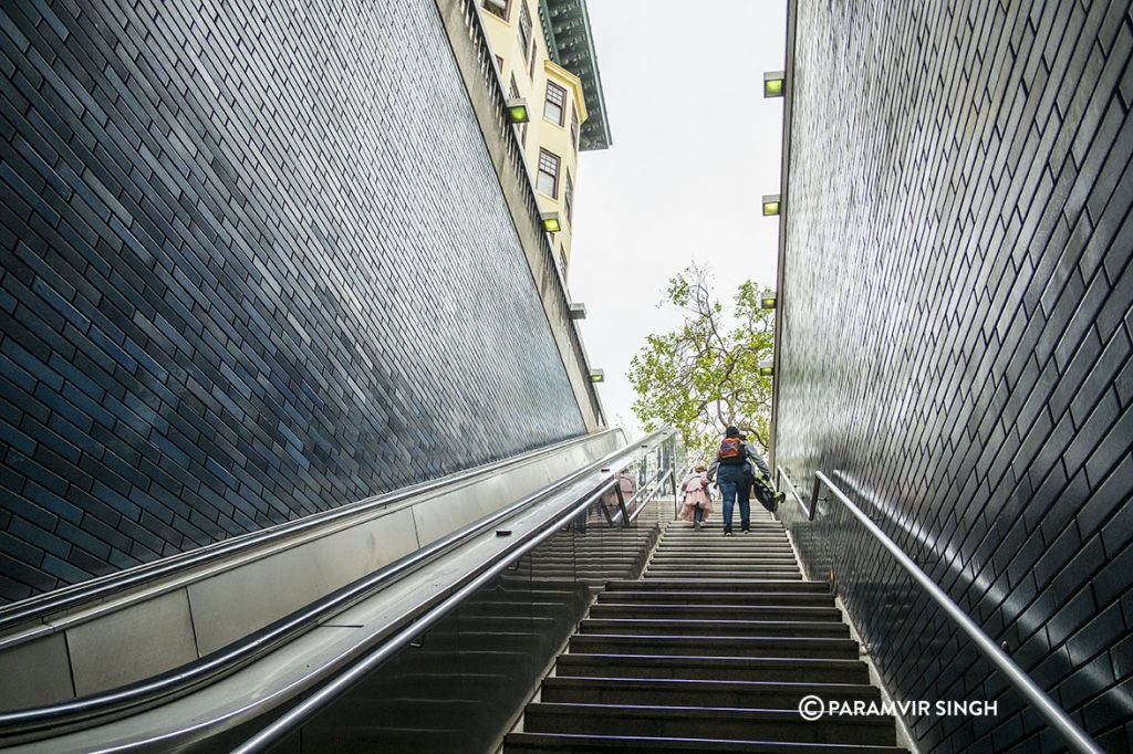 Exiting a BART Station, Oakland.