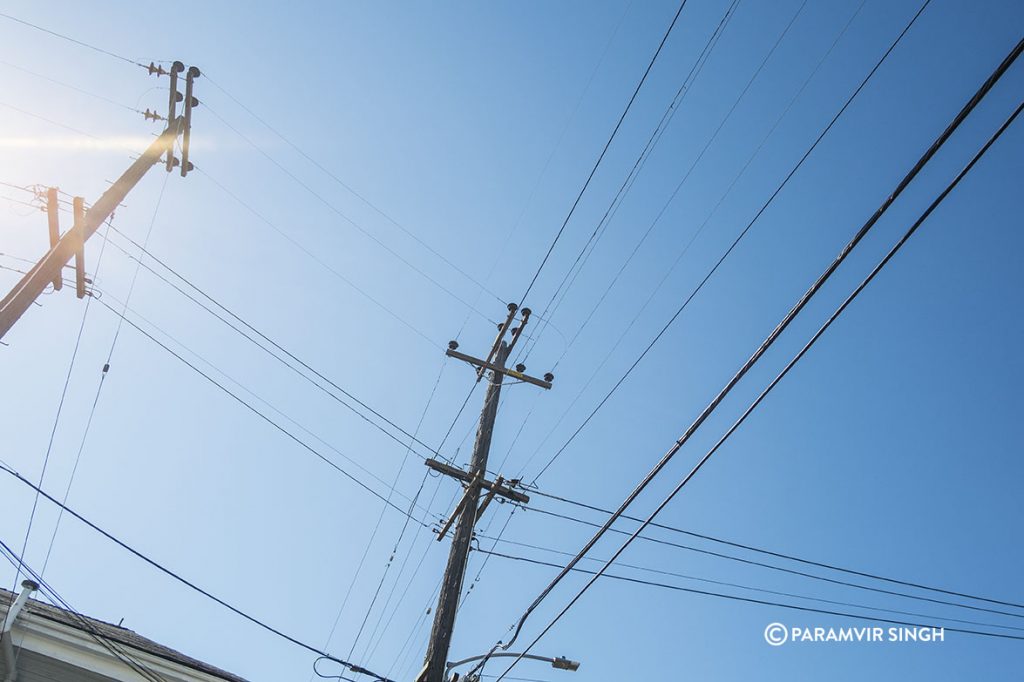 Overhead electric cables, Oakland, USA, 2017