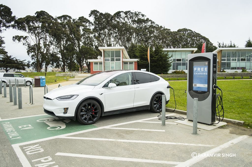 Tesla Model X free charging at Crissy Fields, San Francisco