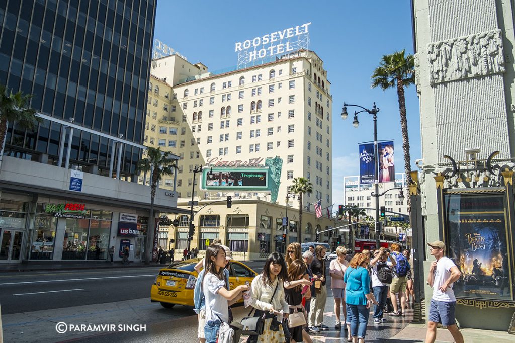 Tourists on Hollywood Boulevard