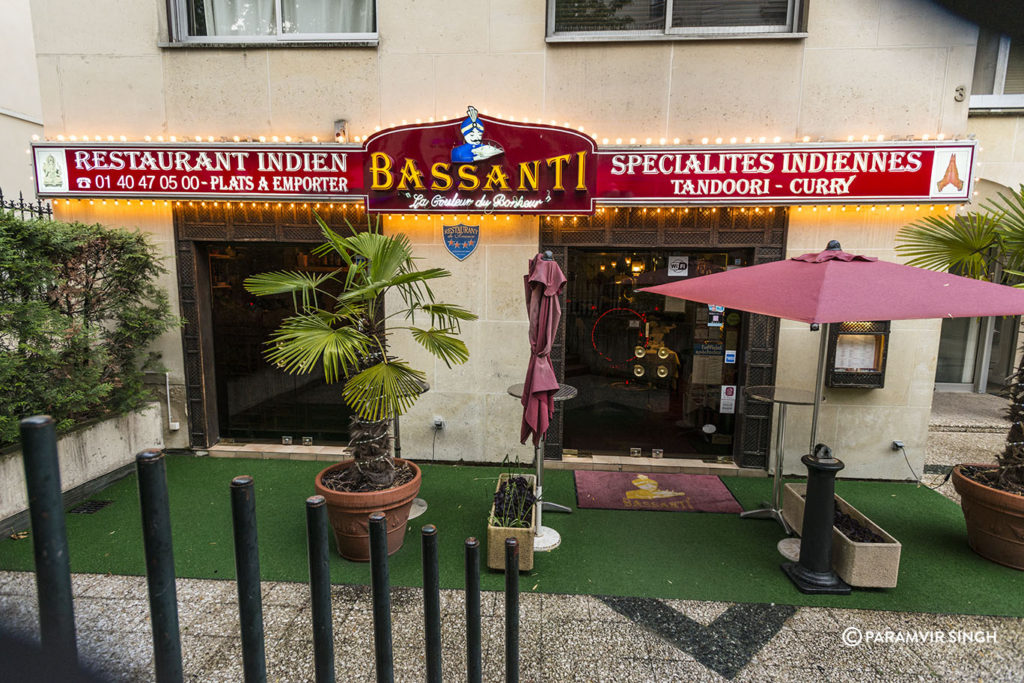 Bassanti Indian restaurant in Paris.