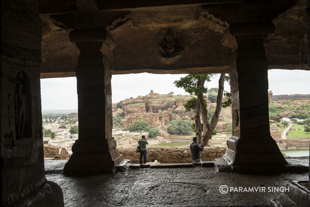 View from inside cave 4 of Badami caves