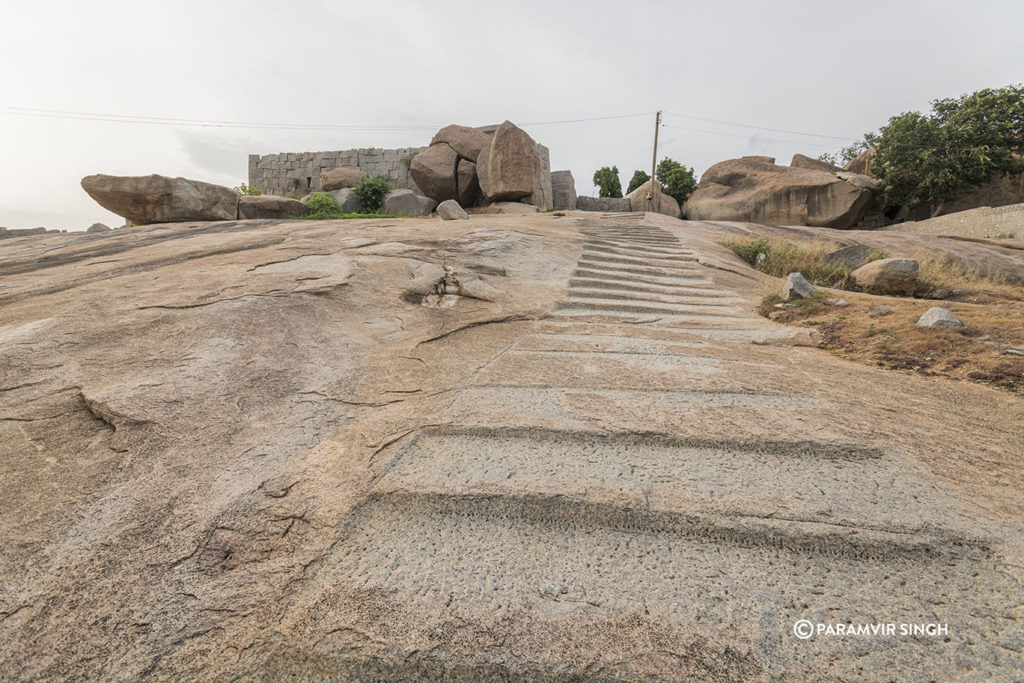 Steps carved on rock in Hampi